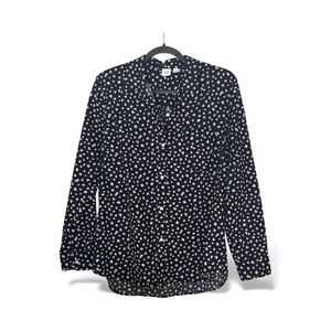 GAP Women's Navy Floral Button-Up Shirt Size Large